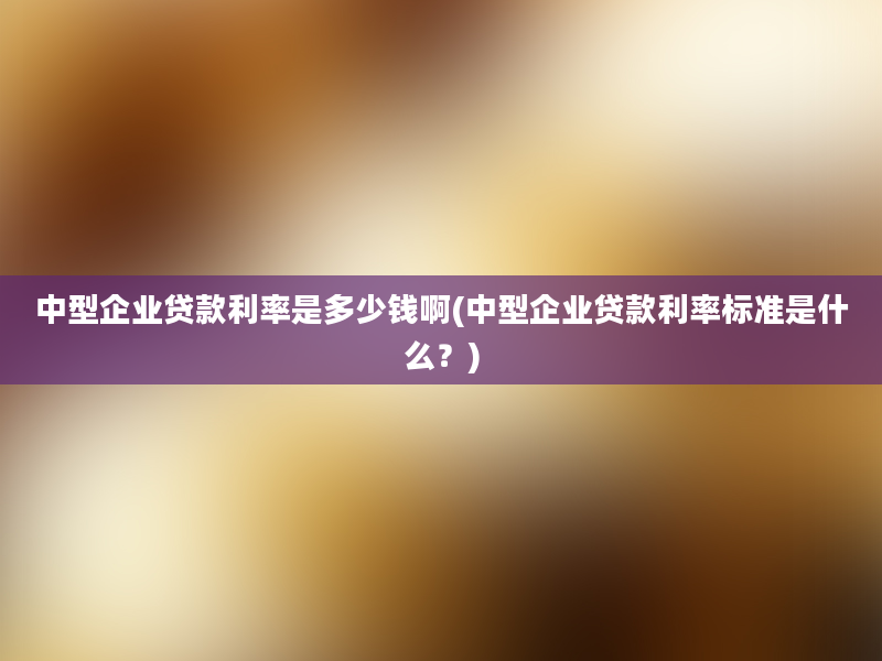 中型企业贷款利率是多少钱啊(中型企业贷款利率标准是什么？)