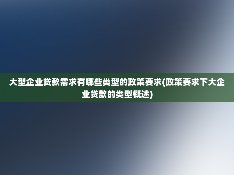 大型企业贷款需求有哪些类型的政策要求(政策要求下大企业贷款的类型概述)