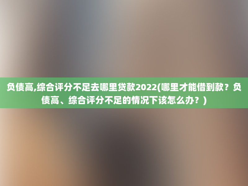 负债高,综合评分不足去哪里贷款2022(哪里才能借到款？负债高、综合评分不足的情况下该怎么办？)