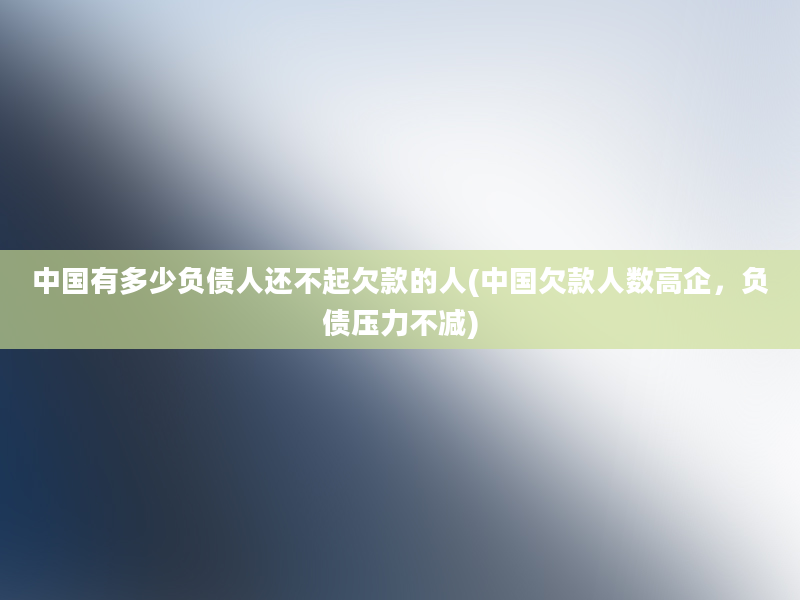 中国有多少负债人还不起欠款的人(中国欠款人数高企，负债压力不减)