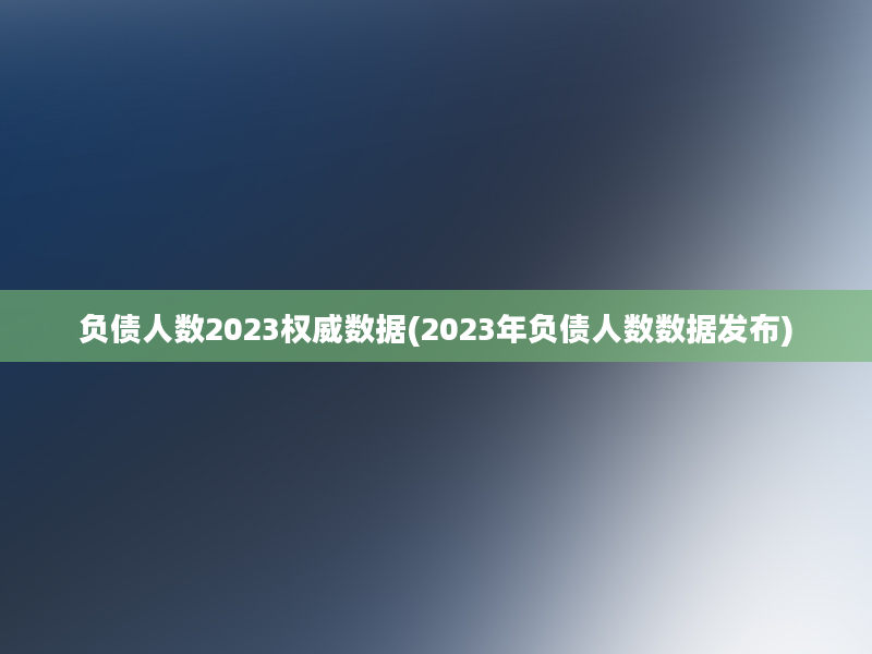 负债人数2023权威数据(2023年负债人数数据发布)