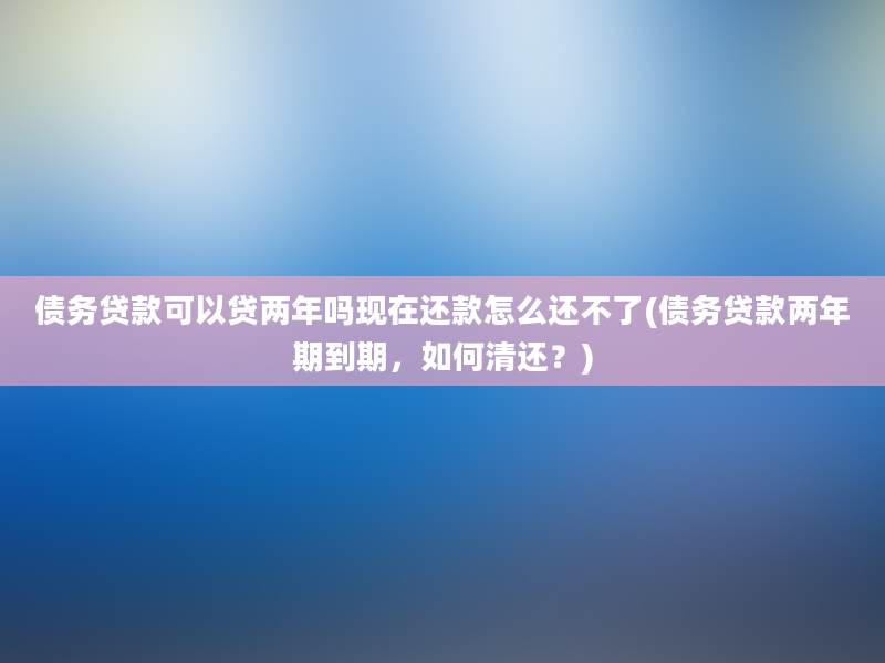 债务贷款可以贷两年吗现在还款怎么还不了(债务贷款两年期到期，如何清还？)