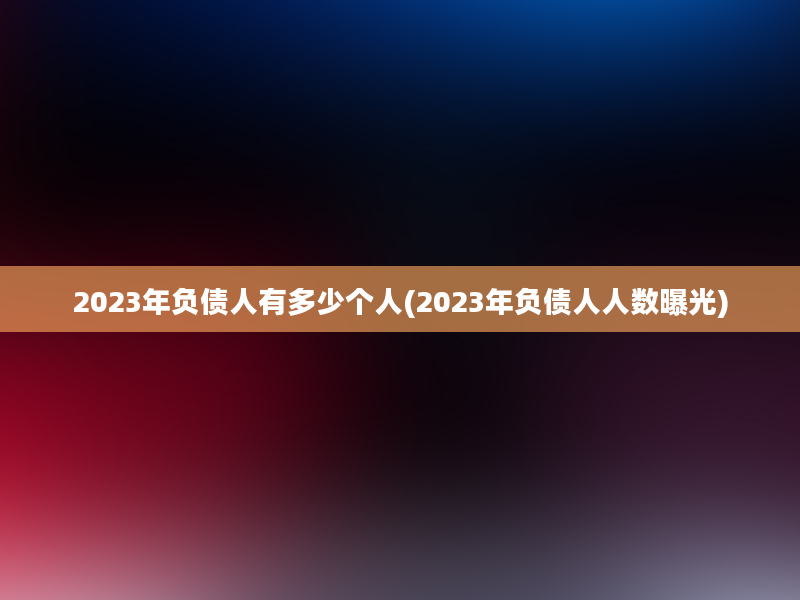 2023年负债人有多少个人(2023年负债人人数曝光)