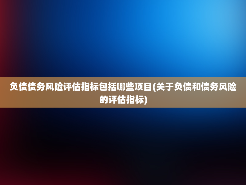 负债债务风险评估指标包括哪些项目(关于负债和债务风险的评估指标)