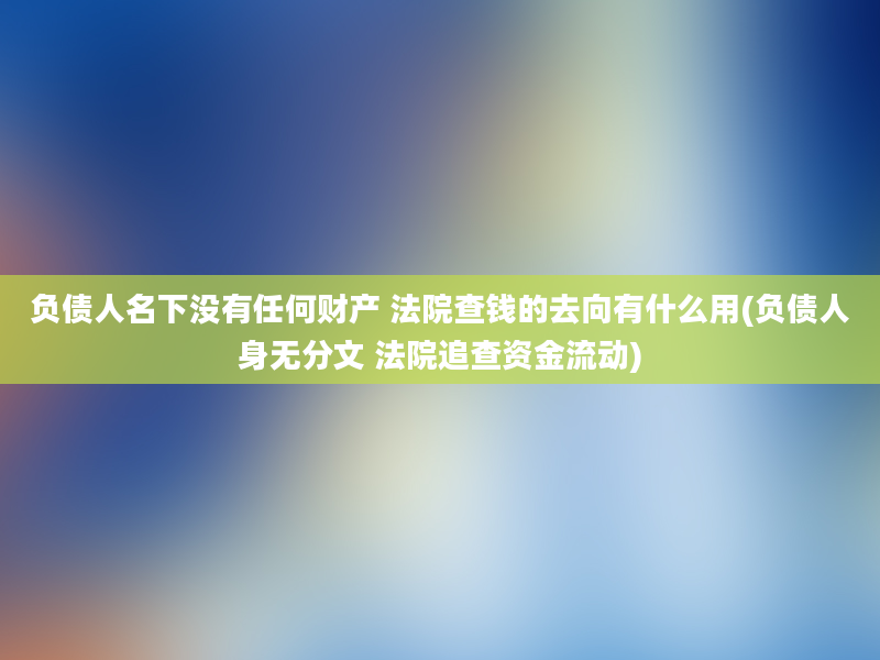 负债人名下没有任何财产 法院查钱的去向有什么用(负债人身无分文 法院追查资金流动)