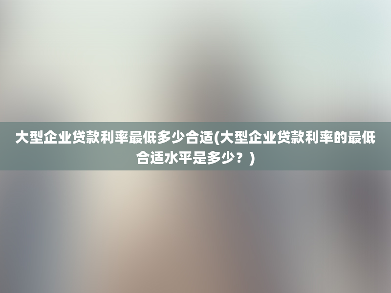 大型企业贷款利率最低多少合适(大型企业贷款利率的最低合适水平是多少？)