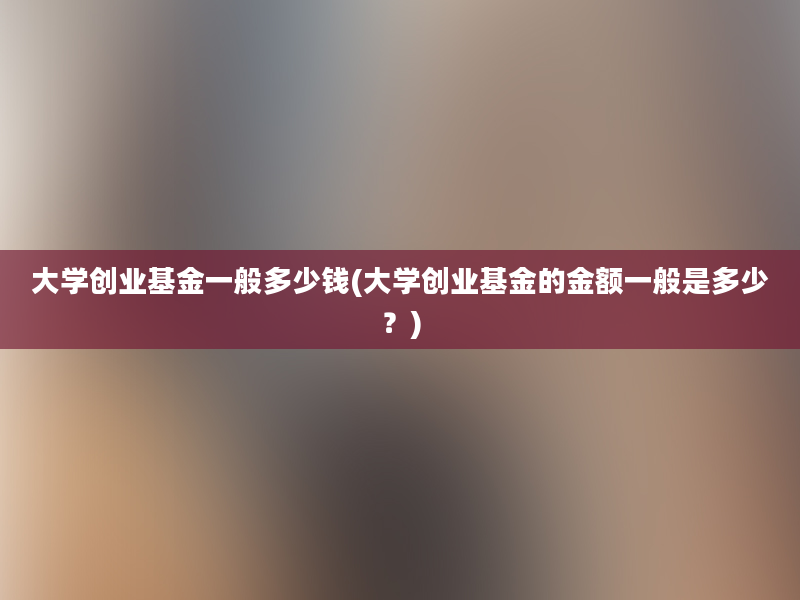 大学创业基金一般多少钱(大学创业基金的金额一般是多少？)