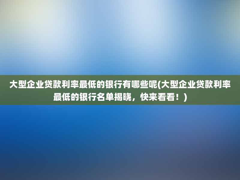 大型企业贷款利率最低的银行有哪些呢(大型企业贷款利率最低的银行名单揭晓，快来看看！)