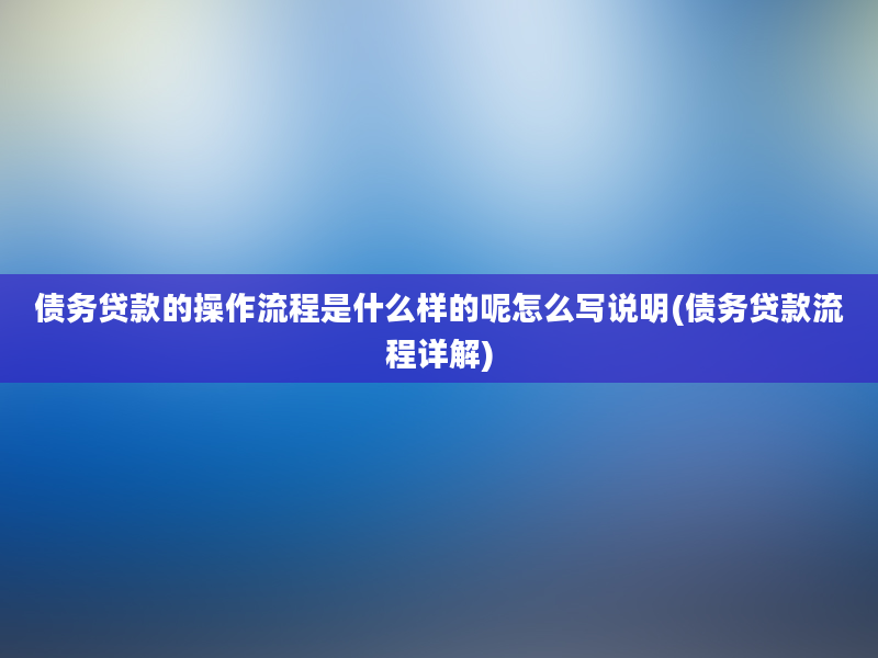 债务贷款的操作流程是什么样的呢怎么写说明(债务贷款流程详解)