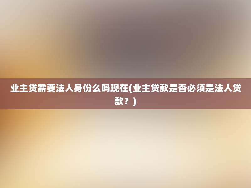 业主贷需要法人身份么吗现在(业主贷款是否必须是法人贷款？)