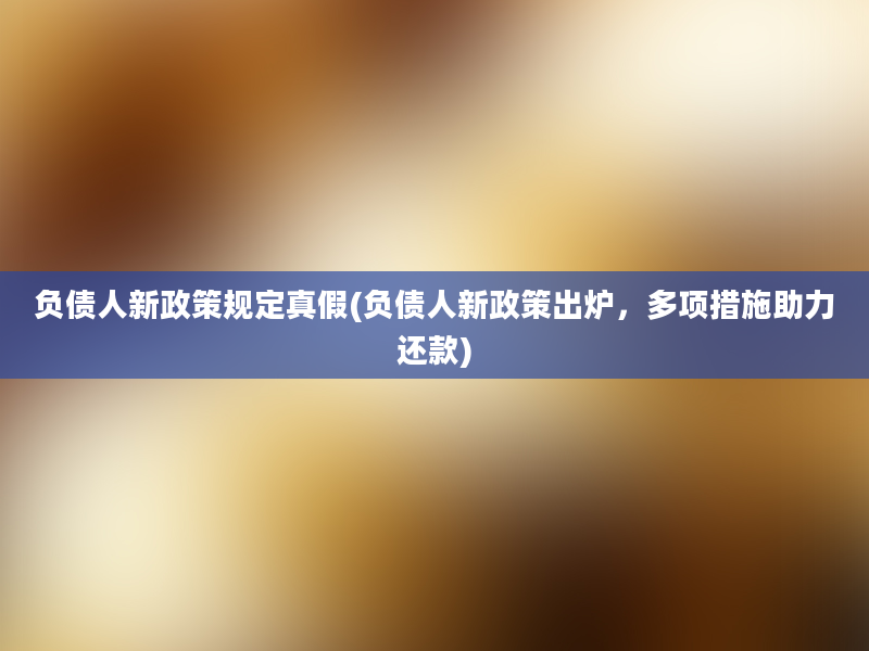 负债人新政策规定真假(负债人新政策出炉，多项措施助力还款)