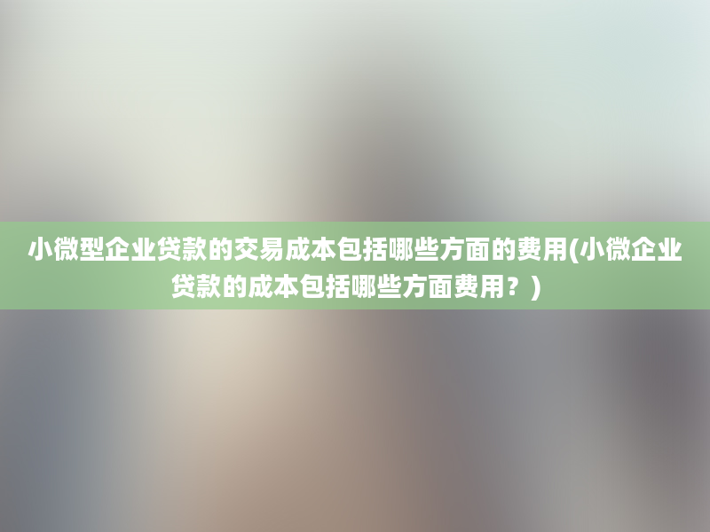 小微型企业贷款的交易成本包括哪些方面的费用(小微企业贷款的成本包括哪些方面费用？)