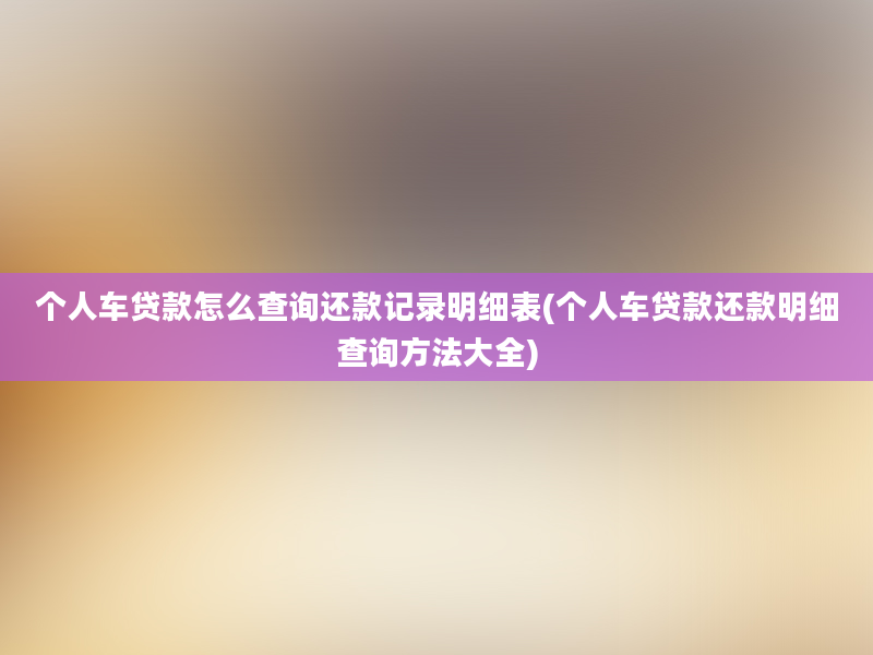 个人车贷款怎么查询还款记录明细表(个人车贷款还款明细查询方法大全)