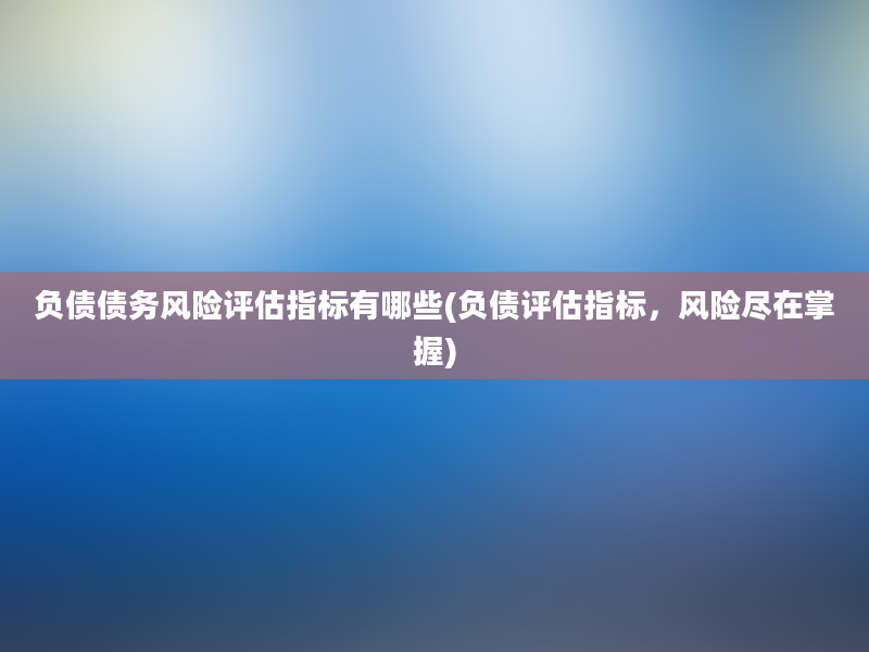 负债债务风险评估指标有哪些(负债评估指标，风险尽在掌握)