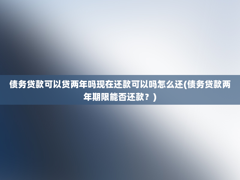 债务贷款可以贷两年吗现在还款可以吗怎么还(债务贷款两年期限能否还款？)