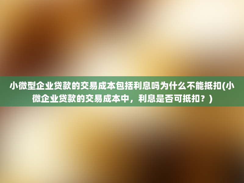 小微型企业贷款的交易成本包括利息吗为什么不能抵扣(小微企业贷款的交易成本中，利息是否可抵扣？)