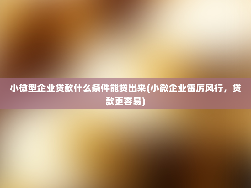 小微型企业贷款什么条件能贷出来(小微企业雷厉风行，贷款更容易)