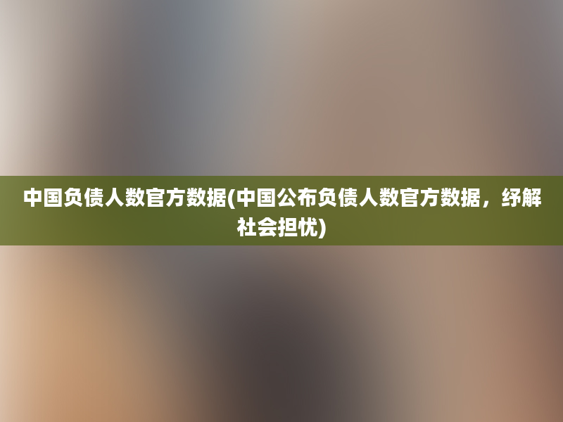 中国负债人数官方数据(中国公布负债人数官方数据，纾解社会担忧)