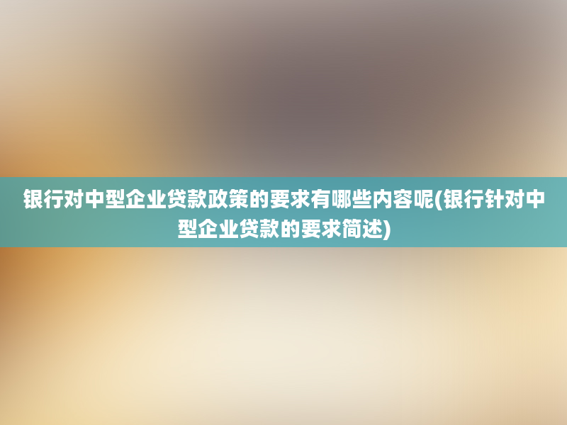 银行对中型企业贷款政策的要求有哪些内容呢(银行针对中型企业贷款的要求简述)