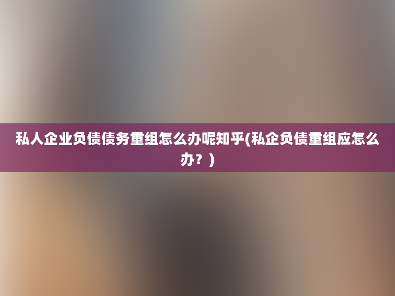 私人企业负债债务重组怎么办呢知乎(私企负债重组应怎么办？)