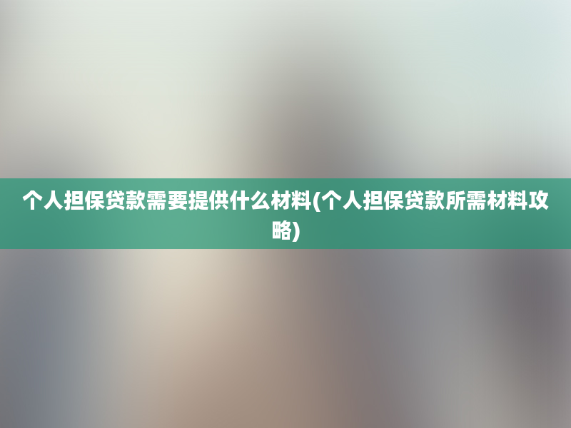 个人担保贷款需要提供什么材料(个人担保贷款所需材料攻略)