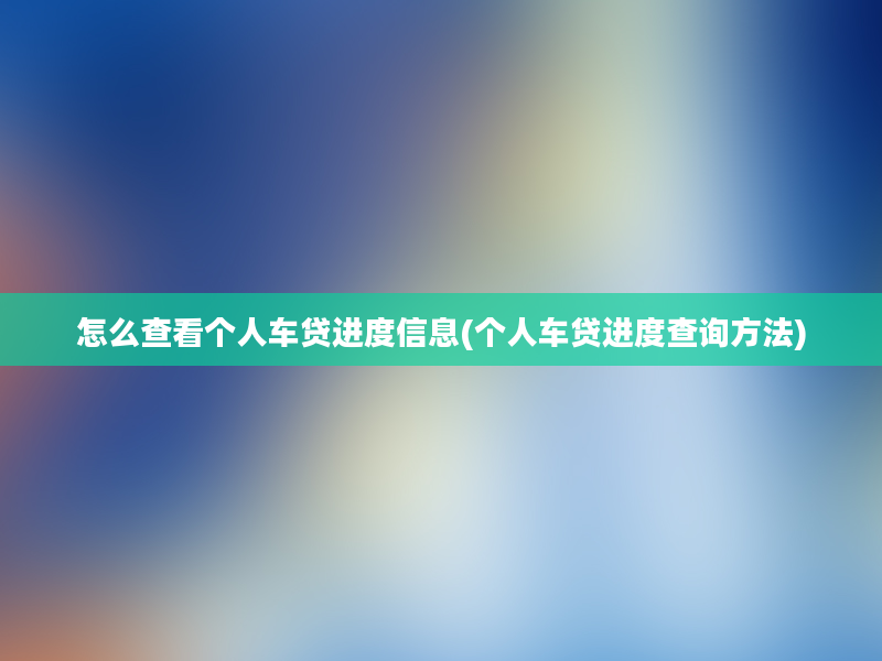 怎么查看个人车贷进度信息(个人车贷进度查询方法)