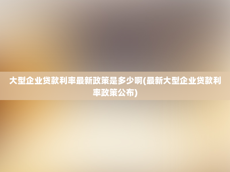 大型企业贷款利率最新政策是多少啊(最新大型企业贷款利率政策公布)