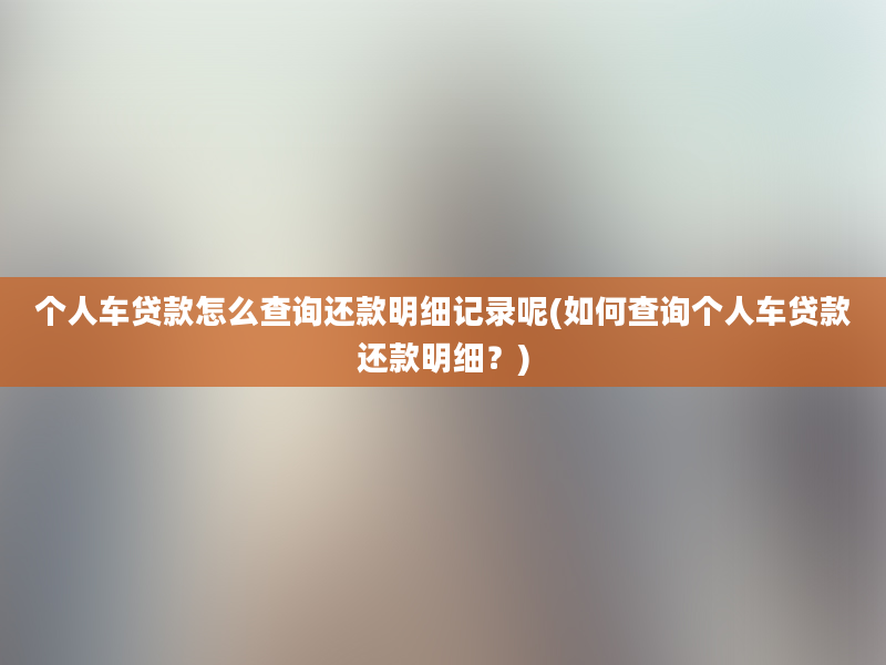 个人车贷款怎么查询还款明细记录呢(如何查询个人车贷款还款明细？)