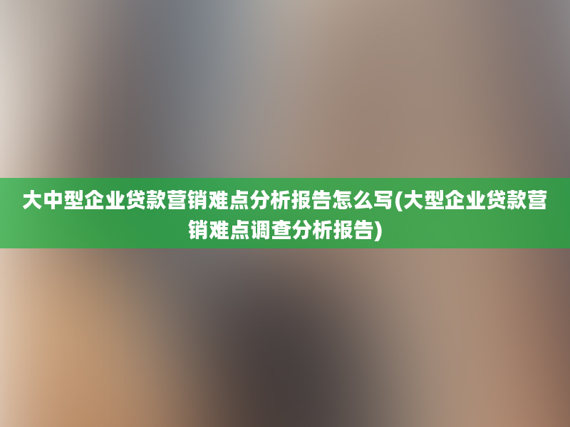 大中型企业贷款营销难点分析报告怎么写(大型企业贷款营销难点调查分析报告)