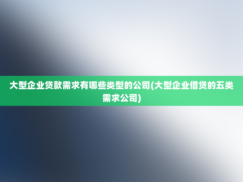 大型企业贷款需求有哪些类型的公司(大型企业借贷的五类需求公司)