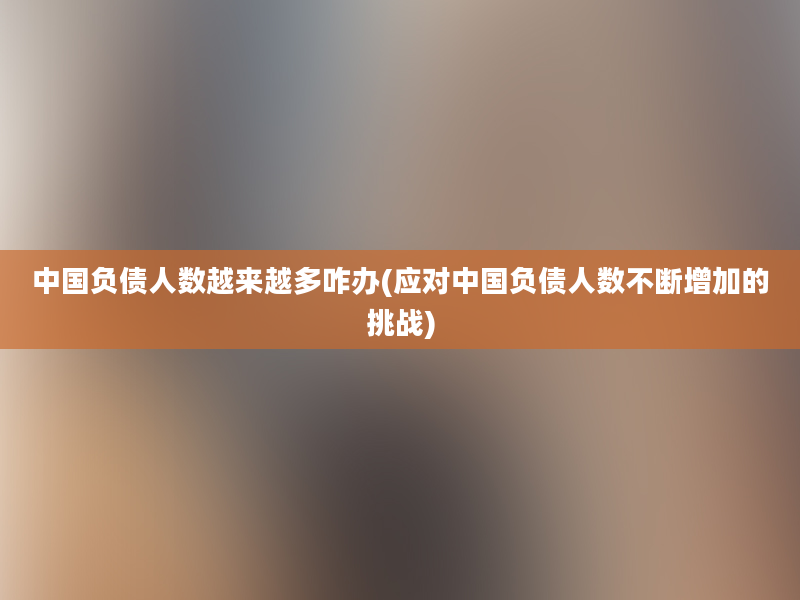 中国负债人数越来越多咋办(应对中国负债人数不断增加的挑战)