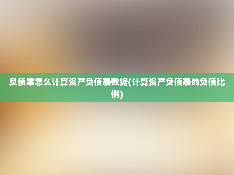 负债率怎么计算资产负债表数据(计算资产负债表的负债比例)