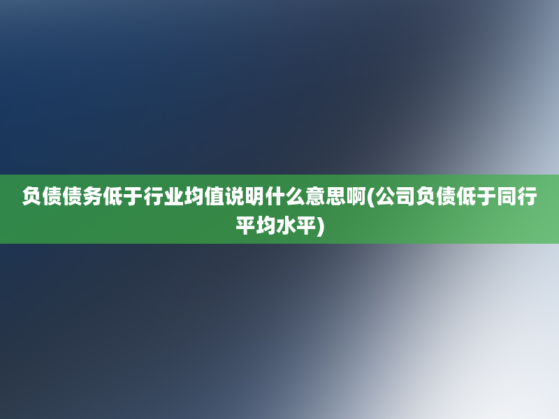 负债债务低于行业均值说明什么意思啊(公司负债低于同行平均水平)