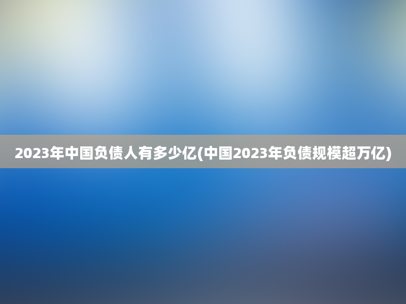 2023年中国负债人有多少亿(中国2023年负债规模超万亿)