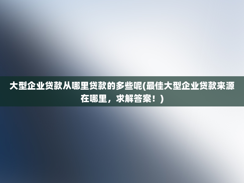 大型企业贷款从哪里贷款的多些呢(最佳大型企业贷款来源在哪里，求解答案！)