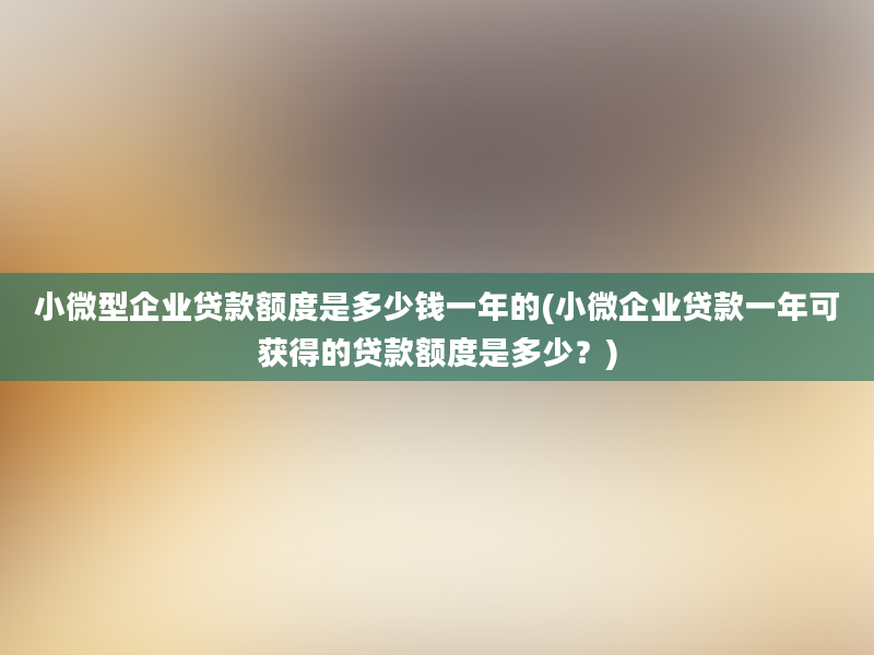 小微型企业贷款额度是多少钱一年的(小微企业贷款一年可获得的贷款额度是多少？)