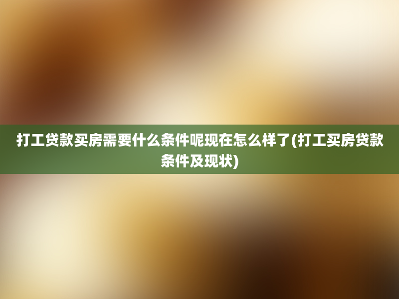 打工贷款买房需要什么条件呢现在怎么样了(打工买房贷款条件及现状)