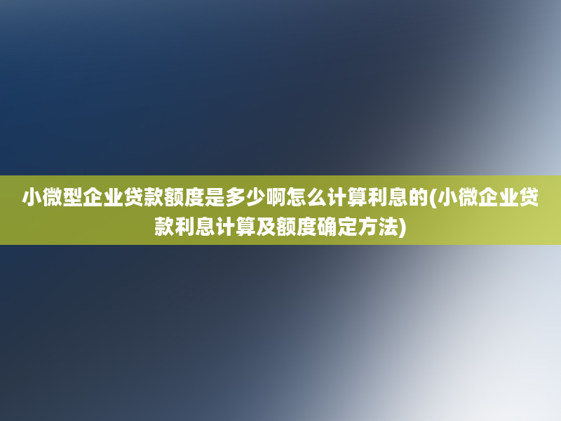 小微型企业贷款额度是多少啊怎么计算利息的(小微企业贷款利息计算及额度确定方法)