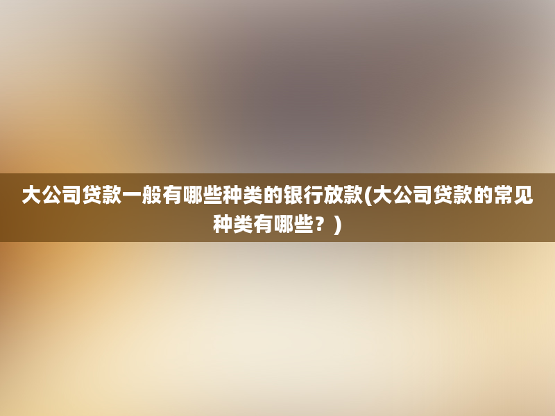 大公司贷款一般有哪些种类的银行放款(大公司贷款的常见种类有哪些？)