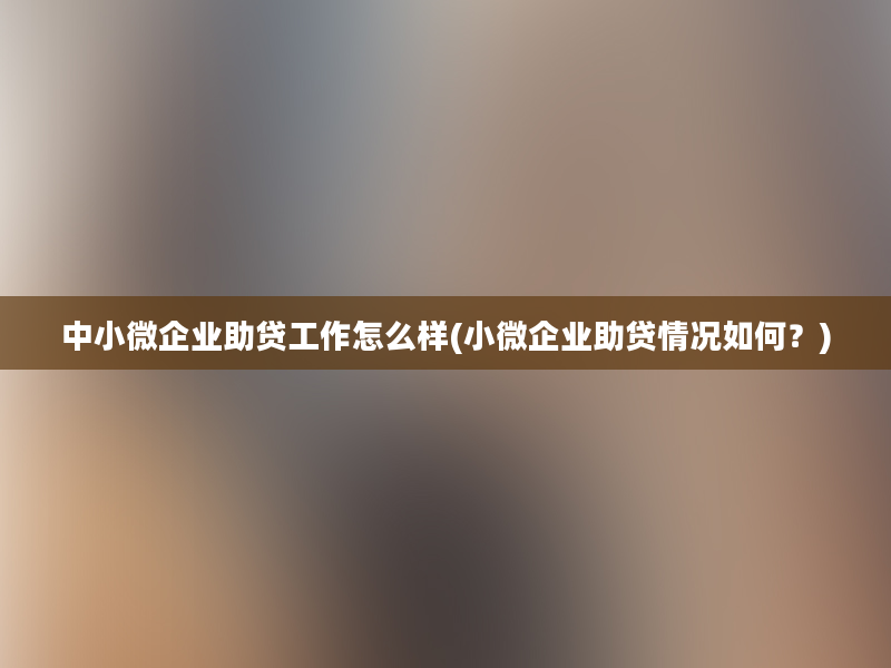 中小微企业助贷工作怎么样(小微企业助贷情况如何？)