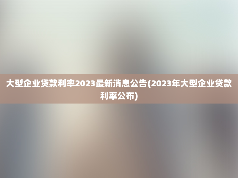 大型企业贷款利率2023最新消息公告(2023年大型企业贷款利率公布)