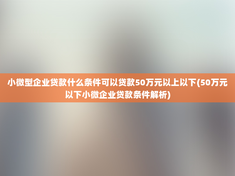 小微型企业贷款什么条件可以贷款50万元以上以下(50万元以下小微企业贷款条件解析)