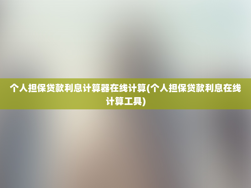 个人担保贷款利息计算器在线计算(个人担保贷款利息在线计算工具)