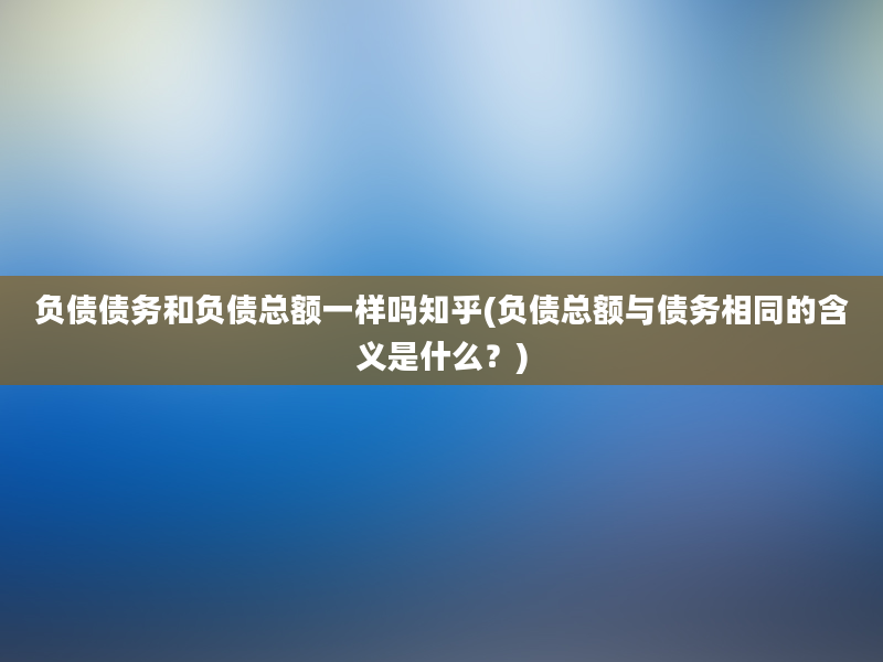 负债债务和负债总额一样吗知乎(负债总额与债务相同的含义是什么？)