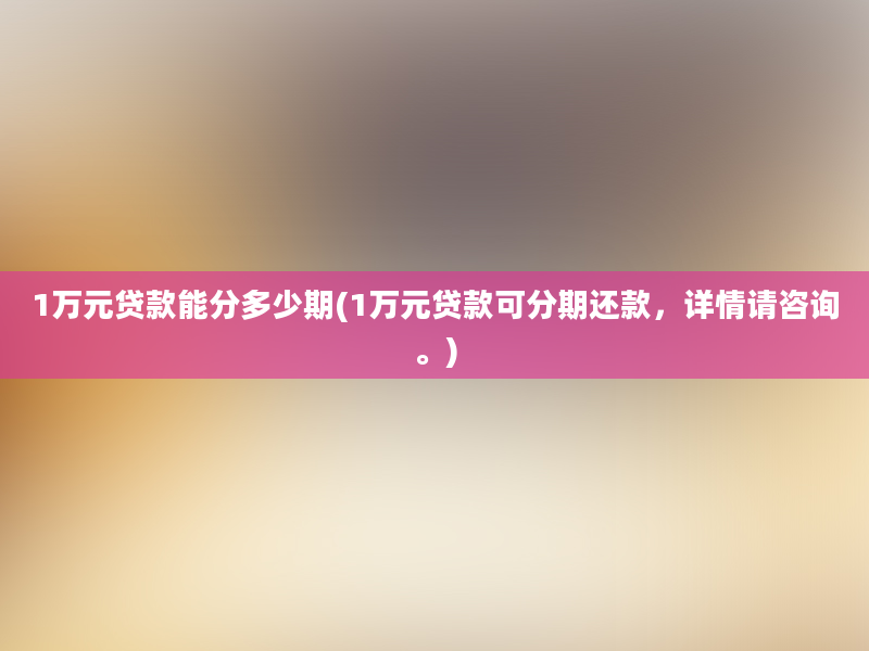 1万元贷款能分多少期(1万元贷款可分期还款，详情请咨询。)