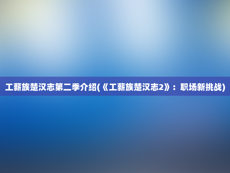 工薪族楚汉志第二季介绍(《工薪族楚汉志2》：职场新挑战)