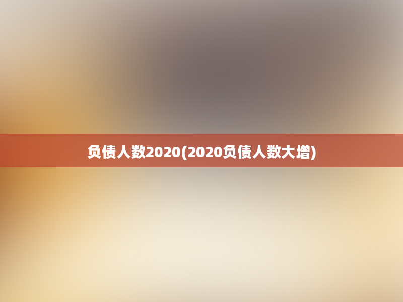 负债人数2020(2020负债人数大增)