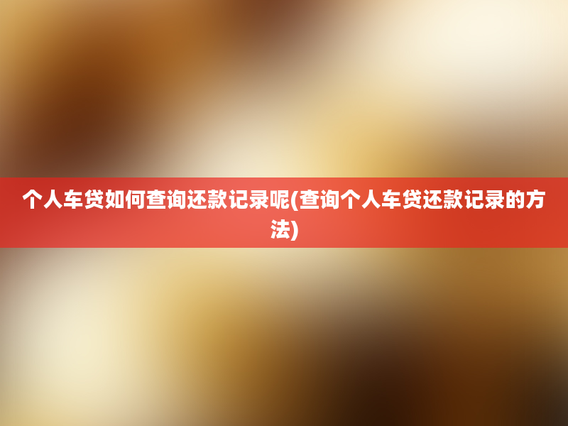 个人车贷如何查询还款记录呢(查询个人车贷还款记录的方法)