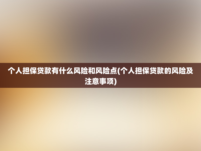 个人担保贷款有什么风险和风险点(个人担保贷款的风险及注意事项)