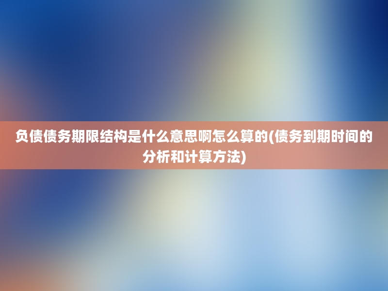 负债债务期限结构是什么意思啊怎么算的(债务到期时间的分析和计算方法)